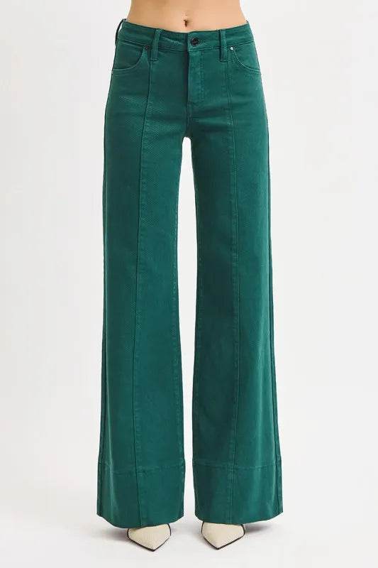 RISEN Full Size Tummy Control Mid Rise Wide Leg Jeans Plus Size - IntuitiveEncBoutique