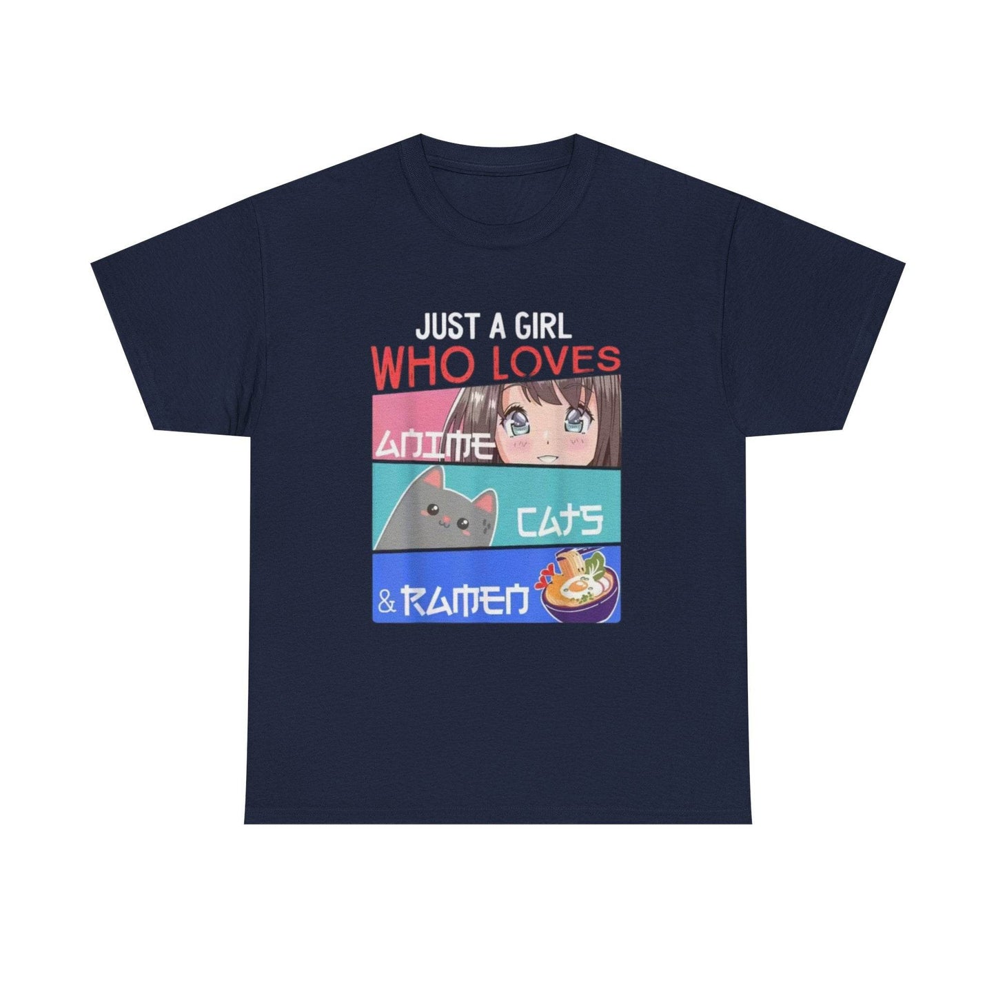 Just a Girl Who Loves Anime Cats & Ramen T-Shirt - IntuitiveEncBoutique