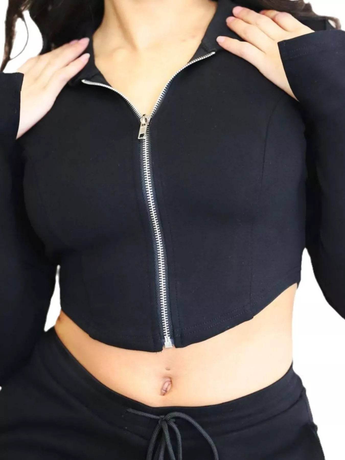 Full Size Zip Up Long Sleeve Hooded Top and Cargo Pants Set Plus Size - IntuitiveEncBoutique