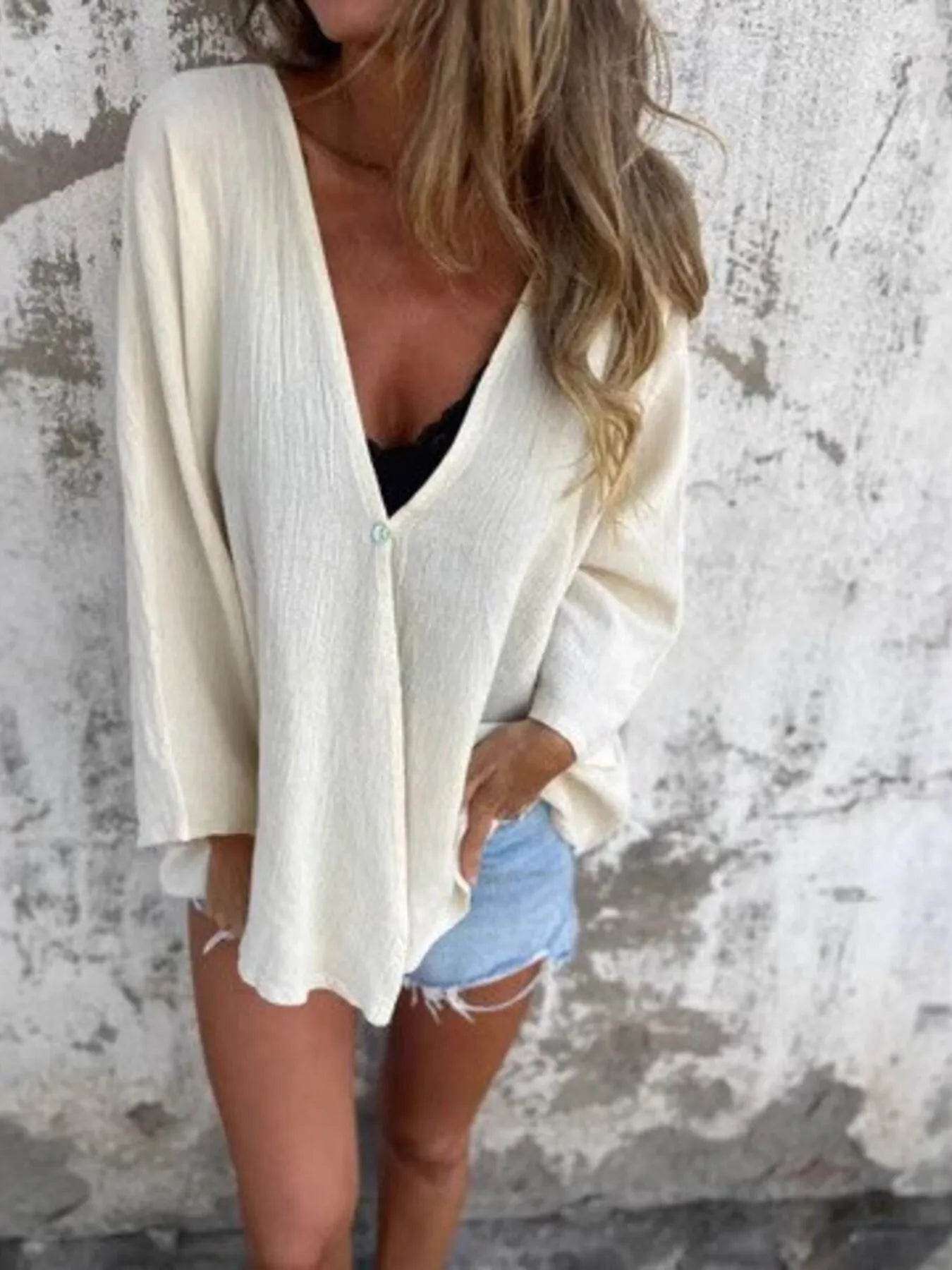 Full Size Oversized Button-Up Cardigan Plus Size - IntuitiveEncBoutique