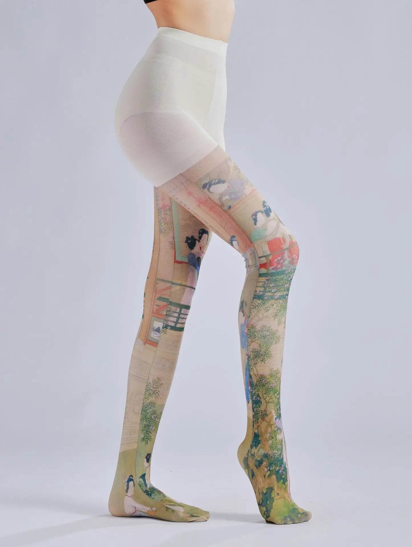Pattern printed pantyhose with retro and personalized bottom socks - IntuitiveEncBoutique
