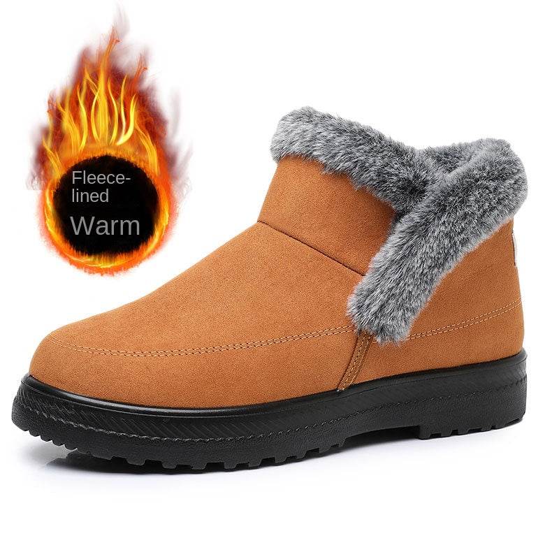 Winter Women's Plus Size Cotton Boots with Fleece Lining and Thickening for Outdoor Leisure Snow Boots Mid-Calf Cotton Shoes - IntuitiveEncBoutique