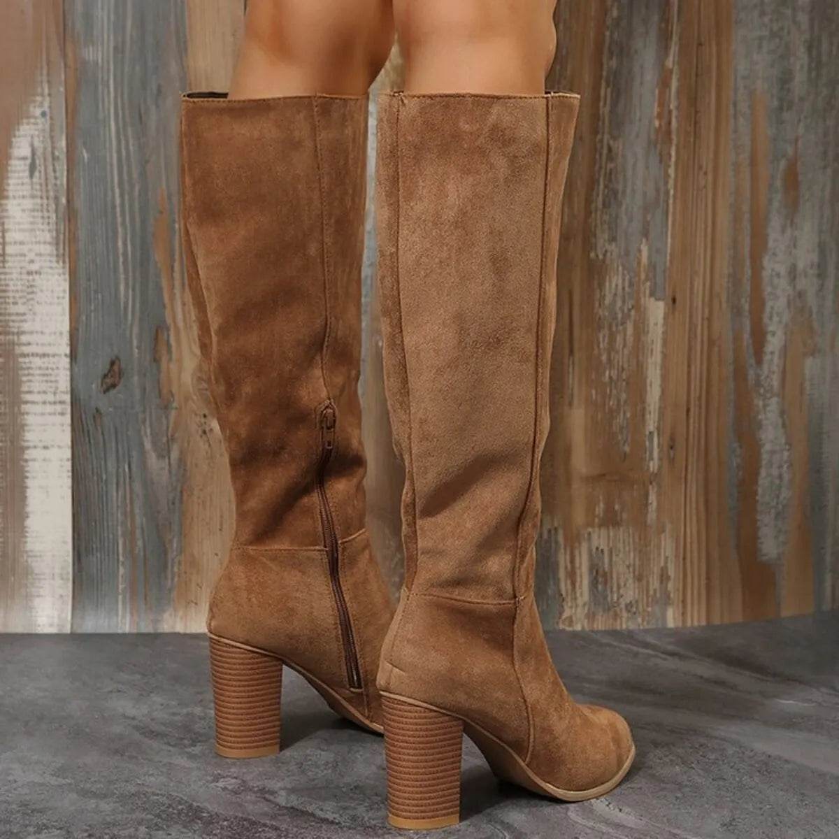 Point Toe Block Heels Boots - IntuitiveEncBoutique