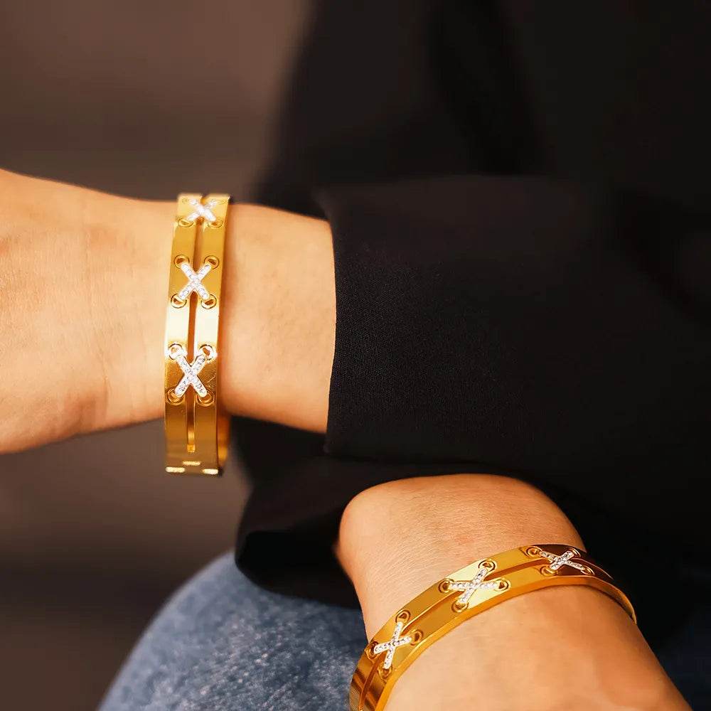 18K Gold-Plated Czech Diamond Bracelet - IntuitiveEncBoutique