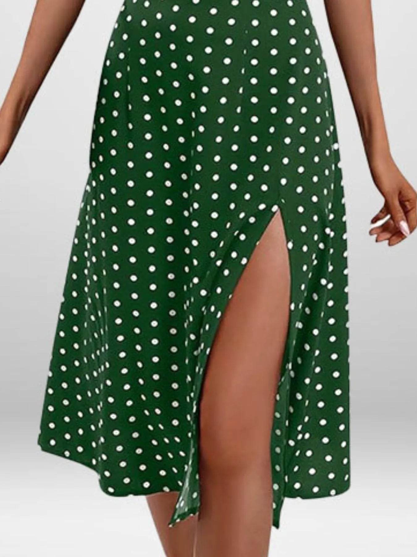 Full Size Slit Printed Cami Midi Dress Plus Size - IntuitiveEncBoutique