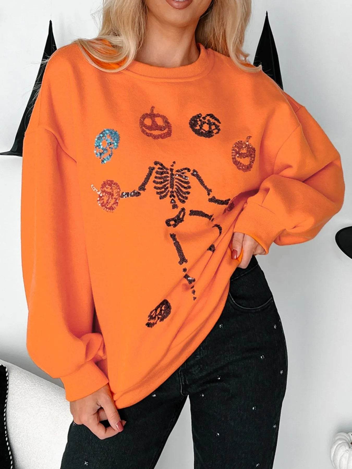 Halloween Skeleton Pumpkin Sweatshirt - IntuitiveEncBoutique