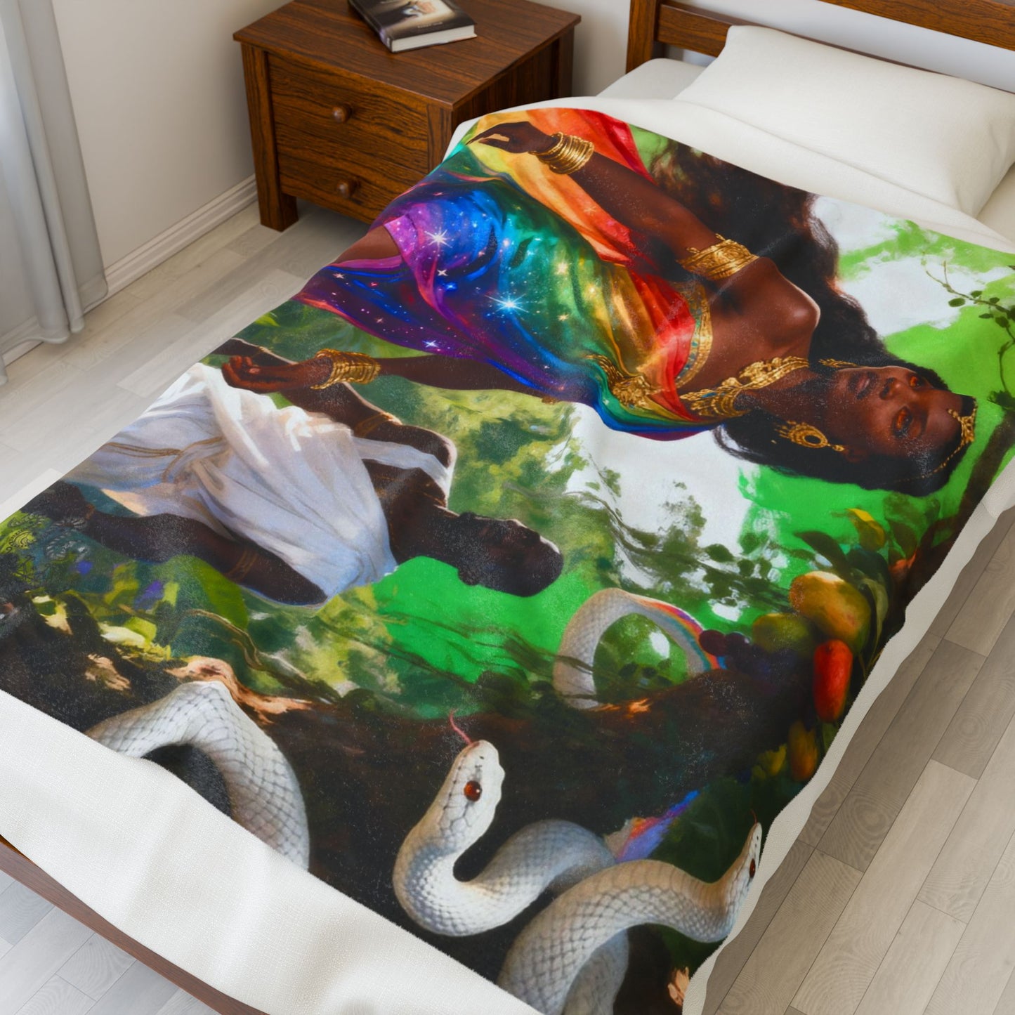 Throw Blanket - Damballah and Ayida Wedo Serpent Spirits Design
