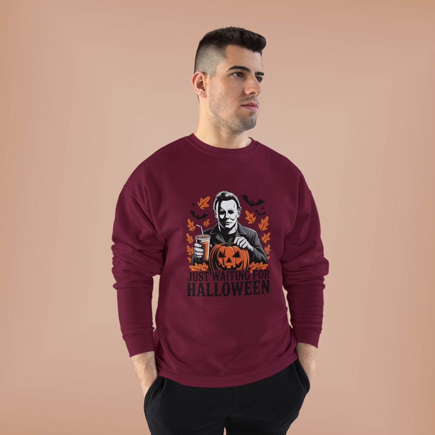 Halloween Sweatshirt - Just Waiting for Halloween | Unisex Crewneck Pullover, Fall Fashion, Halloween Gift, Cozy Sweater, Eco-Friendly Wear - IntuitiveEncBoutique