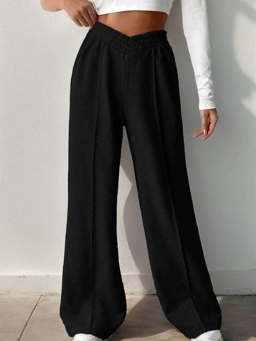 Elastic Waist Wide Leg Pants - IntuitiveEncBoutique