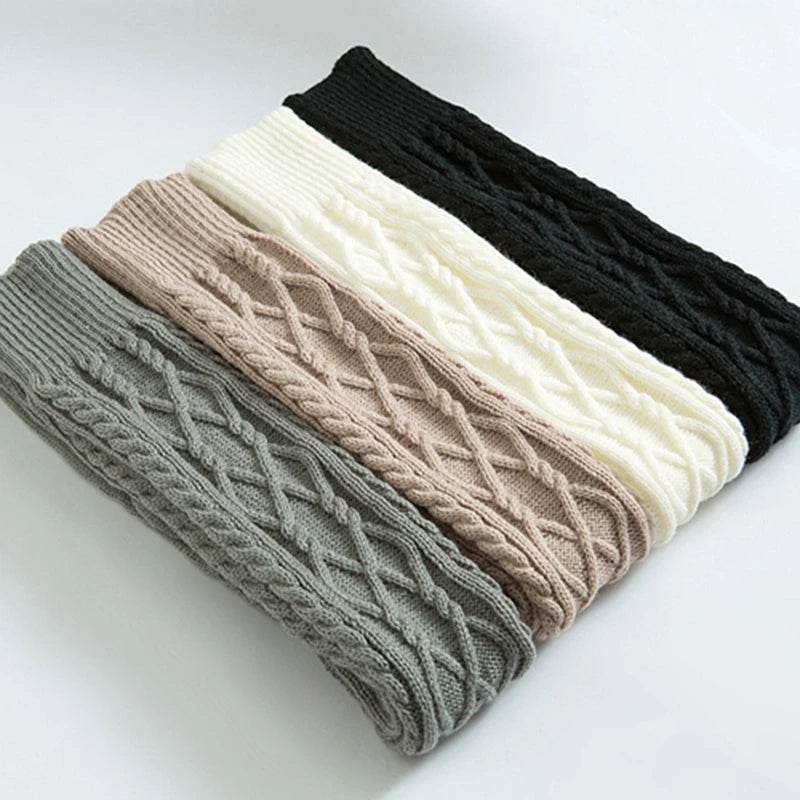 Knitted knee over foot warm leg socks knitted yarn warm knee pads double diamond shaped floor socks - IntuitiveEncBoutique