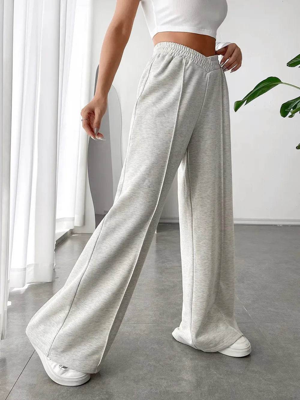 Elastic Waist Wide Leg Pants - IntuitiveEncBoutique
