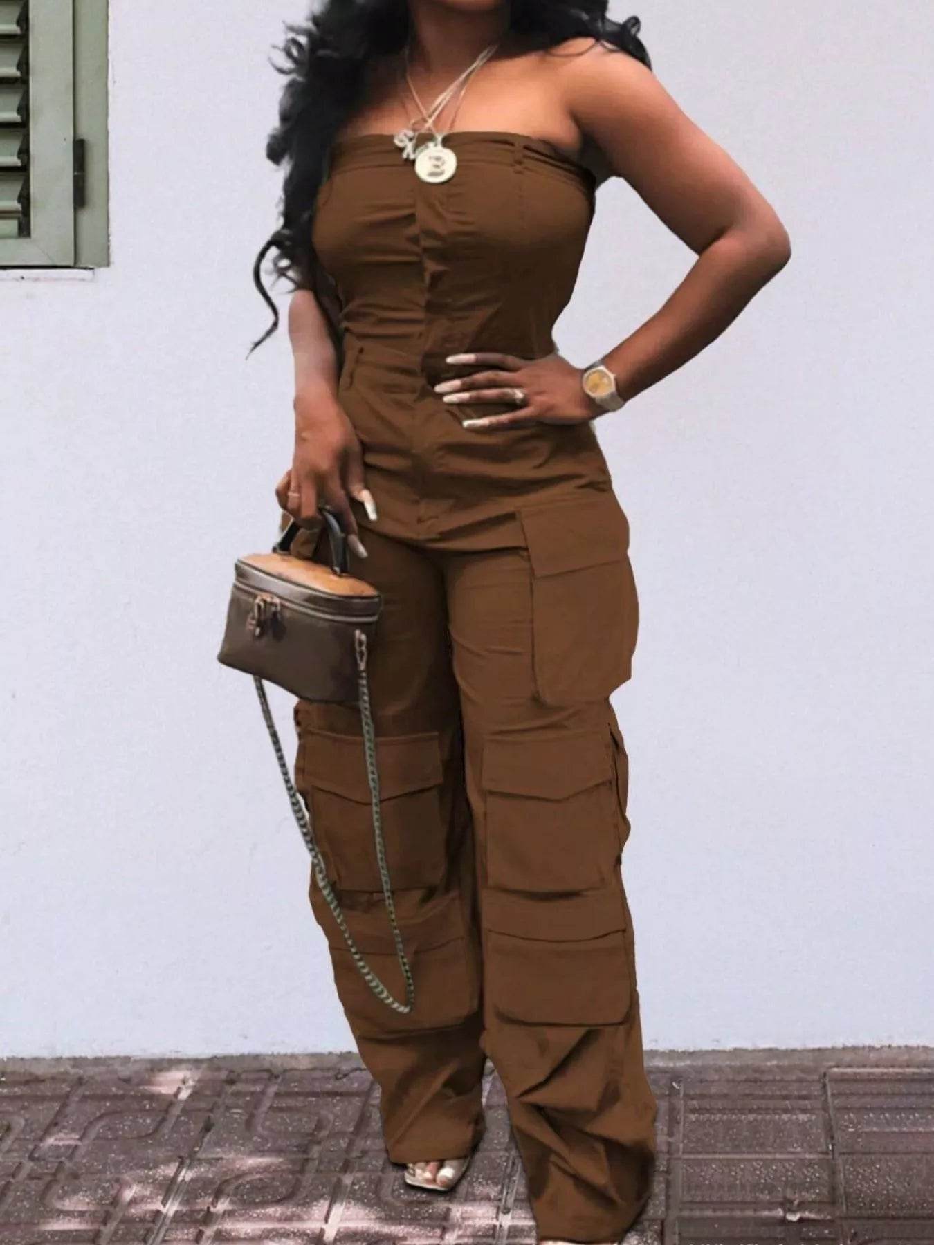Tube Snap Down Cargo Jumpsuit - IntuitiveEncBoutique
