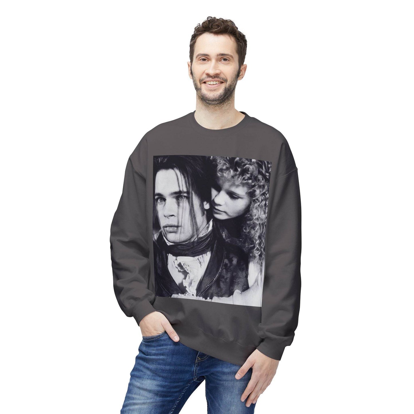 Vampire Romance Fleece Crewneck Sweatshirt, Cozy Sweatshirt, Gothic Fashion, Unisex Gift, Movie Lover Apparel, Halloween Outfit - IntuitiveEncBoutique