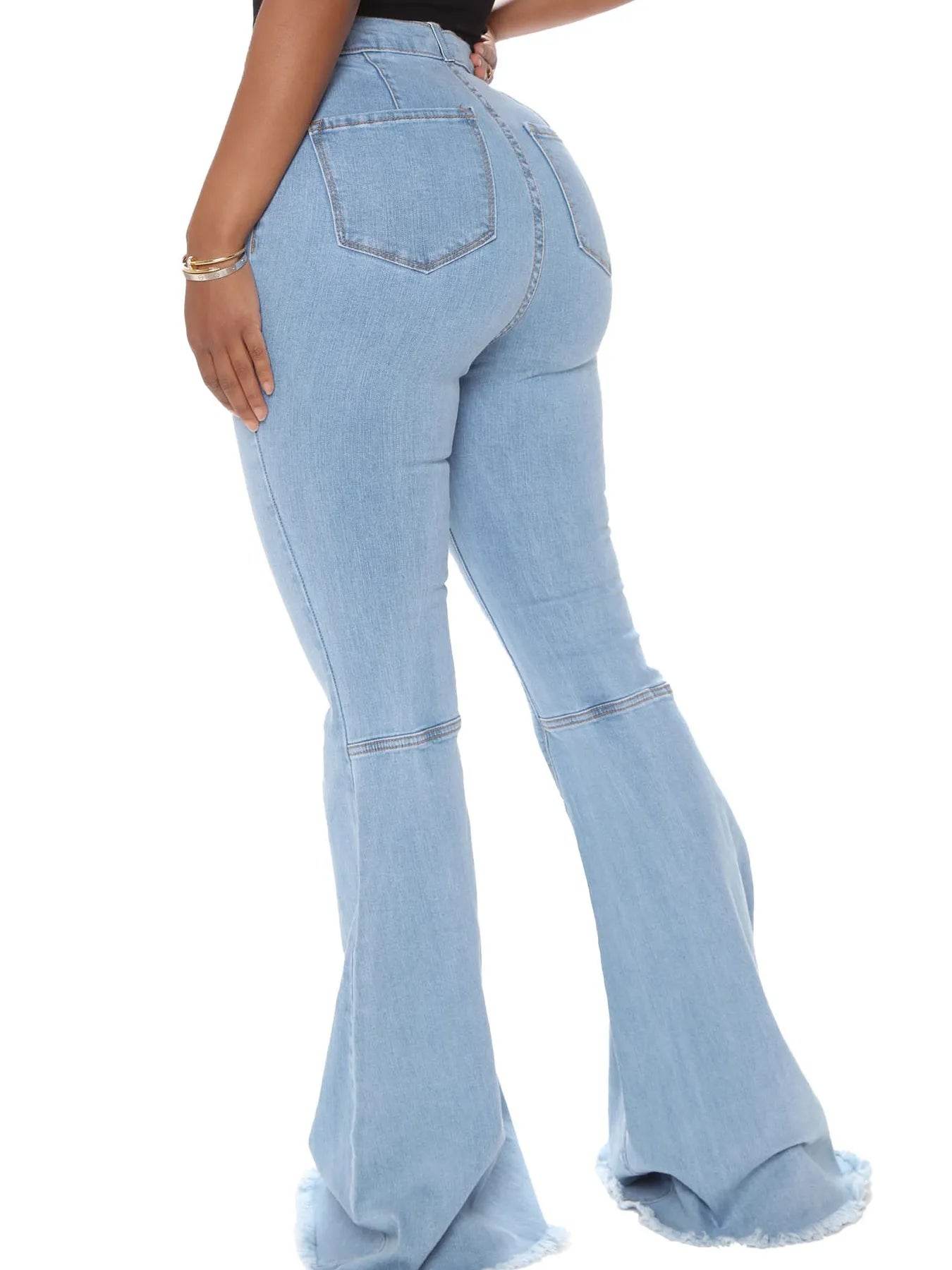 Full Size High-Waisted Raw Hem Flare Jeans Plus Size - IntuitiveEncBoutique