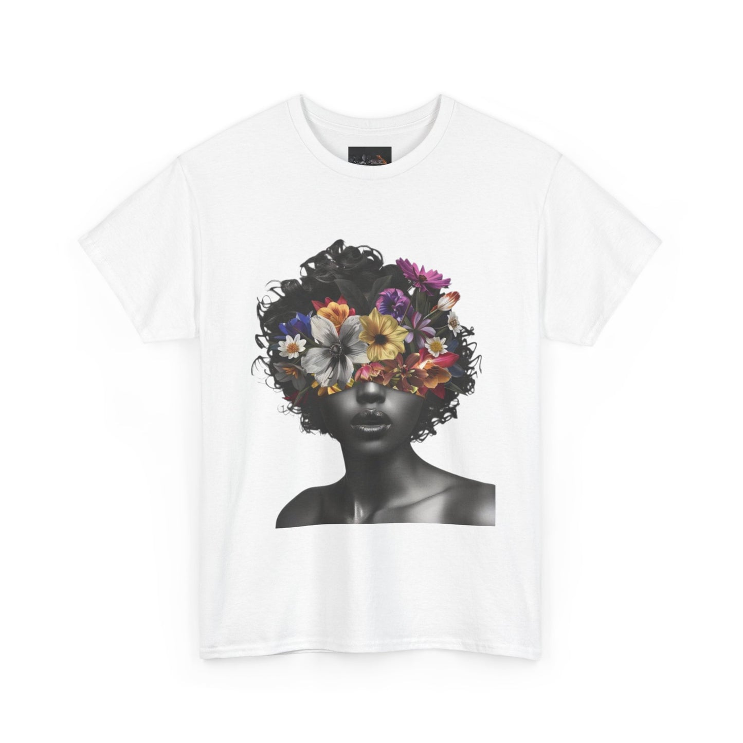 Floral Goddess Unisex Heavy Cotton Tee | Flower Graphic Tee, Boho Style, Casual Wear, Unique Gift, Art Tee