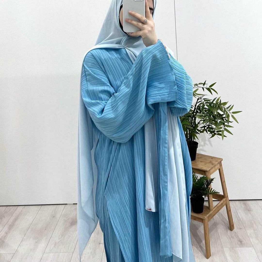 Women's Cross-border Long Sleeve Pleated Long Robe Skirt Set - IntuitiveEncBoutique