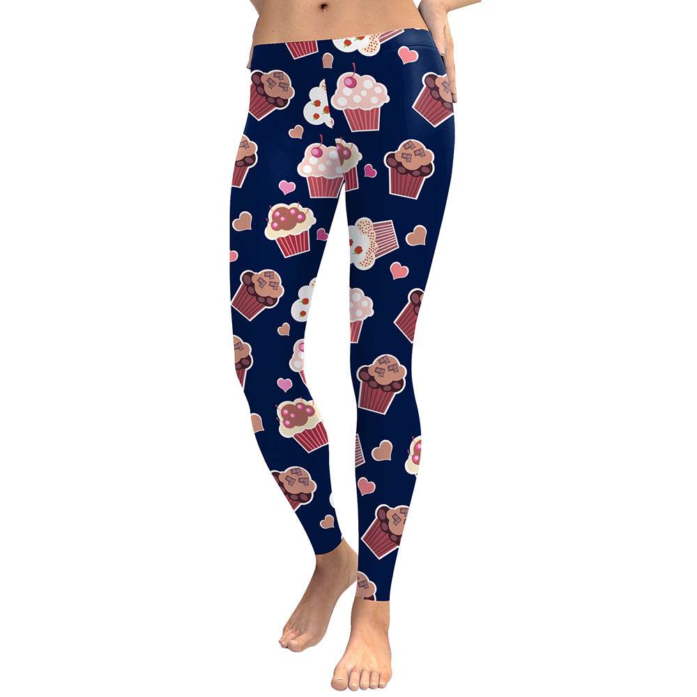 Women Capri Leggings Cake Digital Print Sexy Slim Fitness Legging - IntuitiveEncBoutique