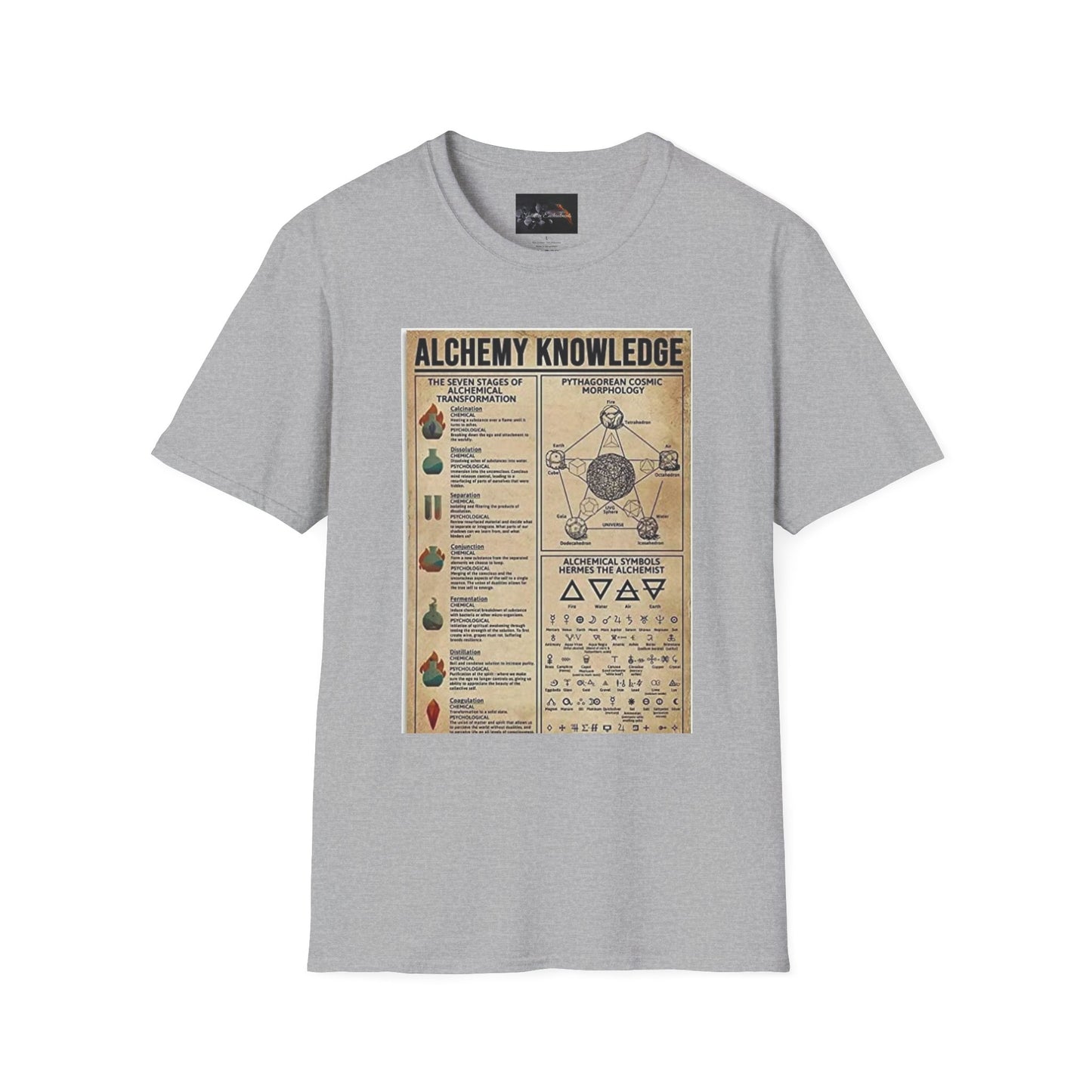 Alchemy Knowledge Unisex T-Shirt, Vintage-style Graphic Tee, Gift for Historians, Science Lovers, Unique Learning Shirt, Educational Apparel