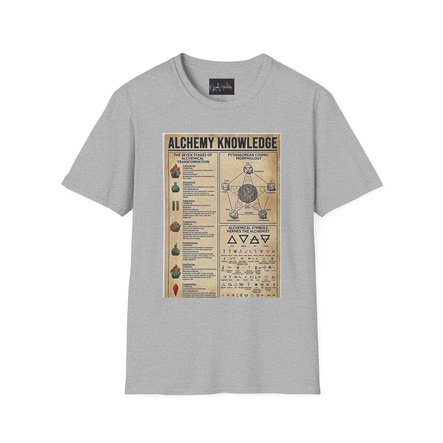 Alchemy Knowledge Unisex T-Shirt, Vintage-style Graphic Tee, Gift for Historians, Science Lovers, Unique Learning Shirt, Educational Apparel - IntuitiveEncBoutique