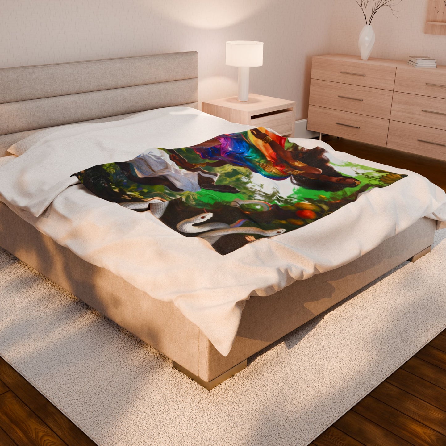 Throw Blanket - Damballah and Ayida Wedo Serpent Spirits Design