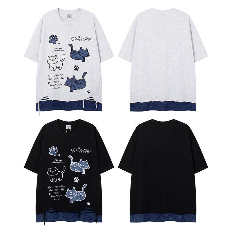 Short Sleeve Unisex Design Vintage Loose Round Neck T-Shirt - IntuitiveEncBoutique