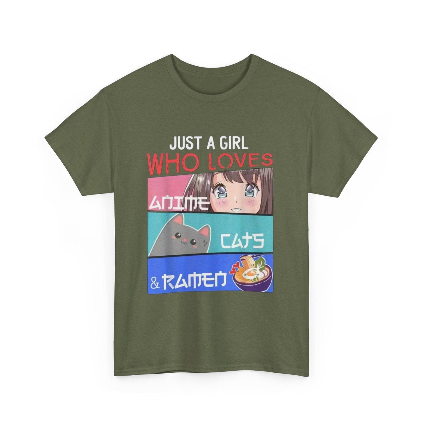 Just a Girl Who Loves Anime Cats & Ramen T-Shirt - IntuitiveEncBoutique