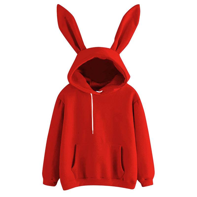 Women's Harajuku Hooded Rabbit Sweatshirt Solid Color Loose Casual Women's Top - IntuitiveEncBoutique