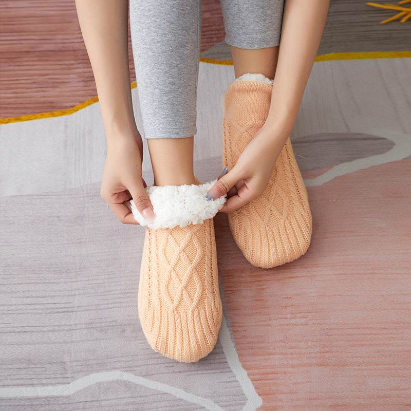Floor Sock Velvet Thickened Winter Female Adult Bottom Glue Dispensing Adult Warmth Preservation Indoor Socks Men's Sock Overshoes - IntuitiveEncBoutique