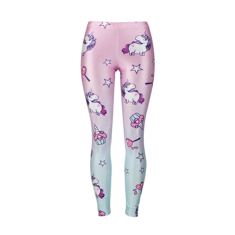 Unicorn Series Women Leggings Star Ice Cream Digital Print Leggins Sweat Workout Woman Legging Slim Pants - IntuitiveEncBoutique