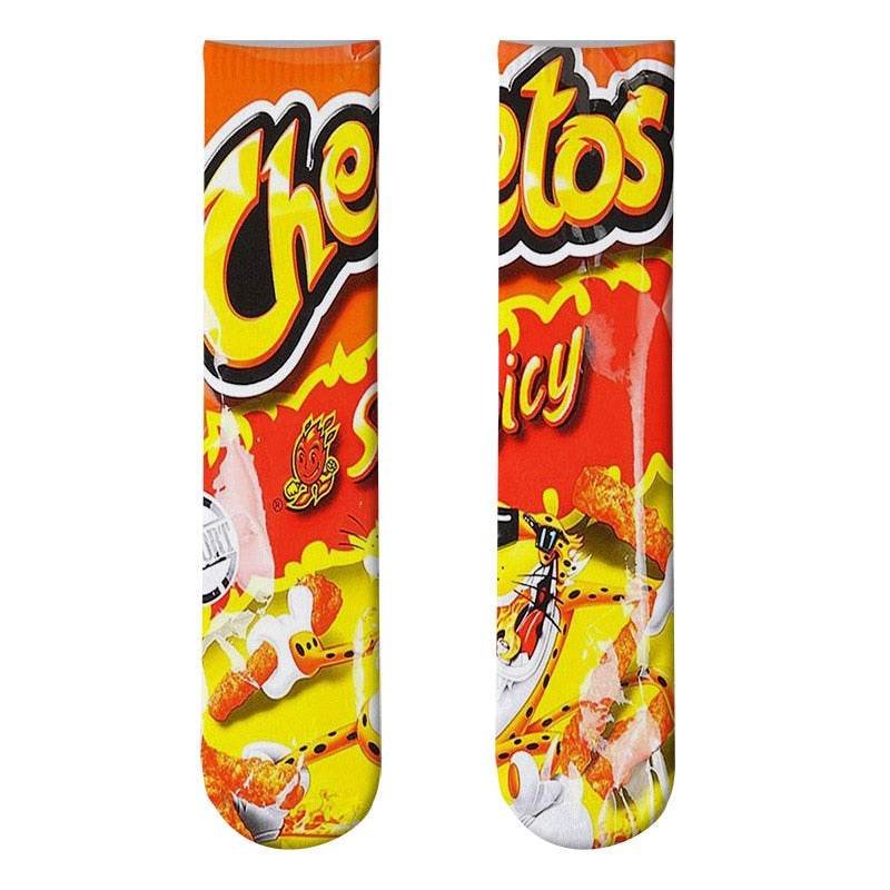 New Fashion Harajuku Kawaii Socks Man Cotton Cartoon Food Print Casual Cotton Hip Hop Unisex Happy Funny skarpety - IntuitiveEncBoutique
