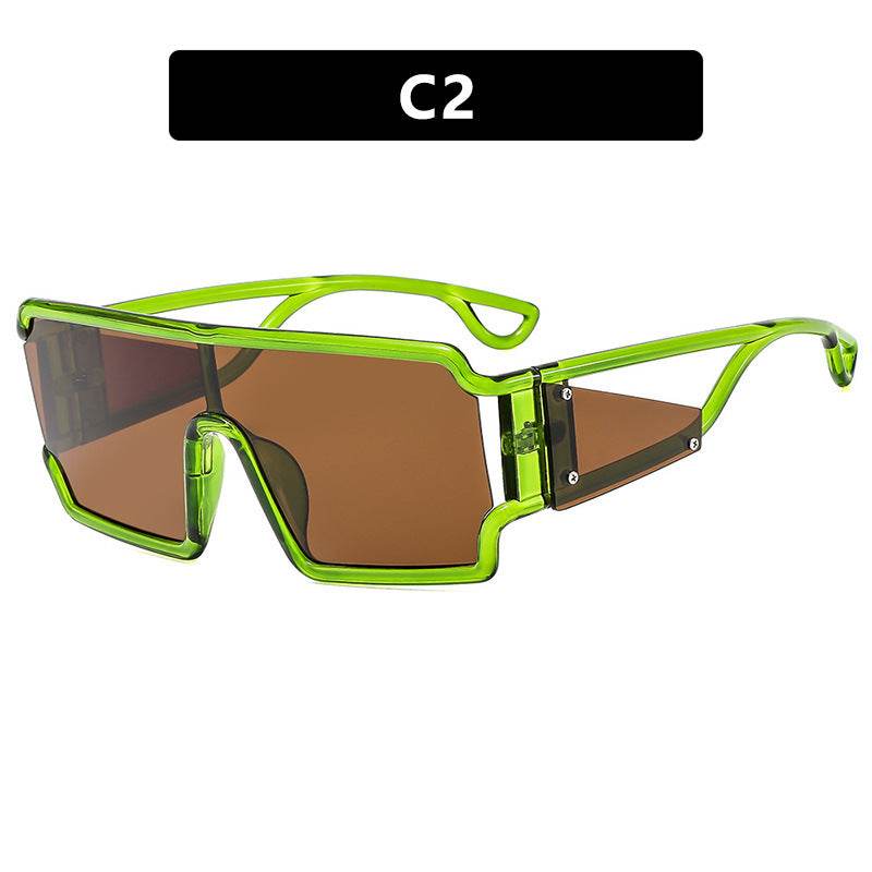 Square connected sunglasses with hollowed out avant-garde personality Instagram popular fashion street photography futuristic sunglasses - IntuitiveEncBoutique