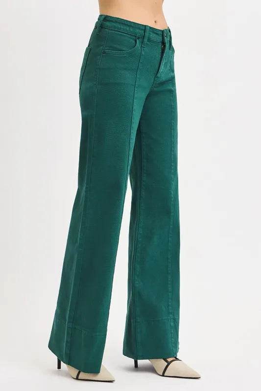 RISEN Full Size Tummy Control Mid Rise Wide Leg Jeans Plus Size - IntuitiveEncBoutique
