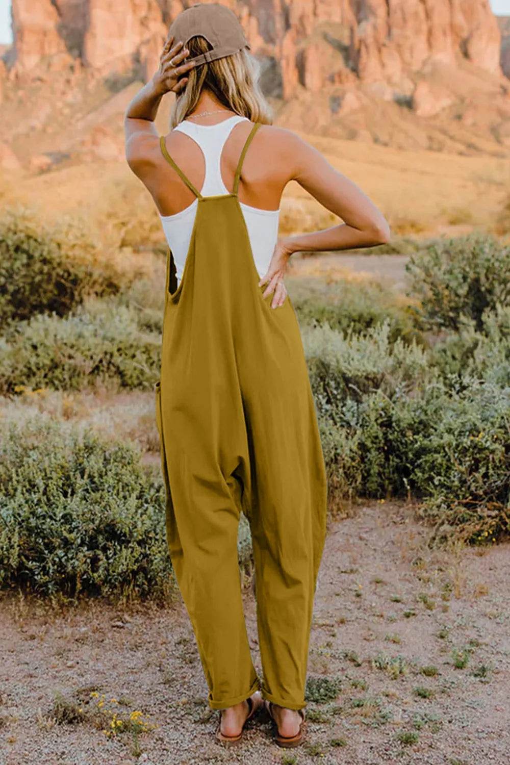 Double Take Full Size V-Neck Sleeveless Jumpsuit with Pockets - IntuitiveEncBoutique