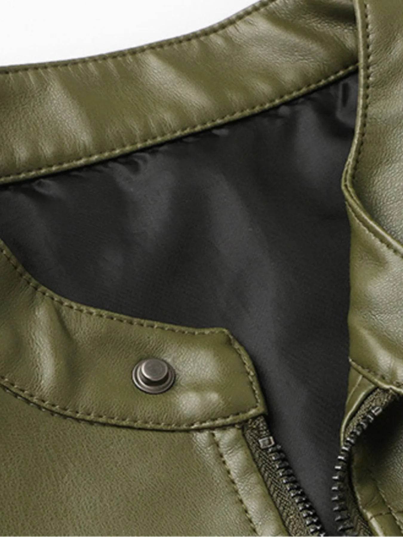 Men's Full Size Leather Zip Up Jacket Plus Size - IntuitiveEncBoutique