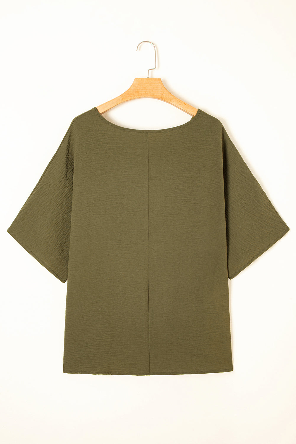 Four Leaf Clover Textured Half Sleeve V Neck Plus Size T Shirt with Chest Pocket