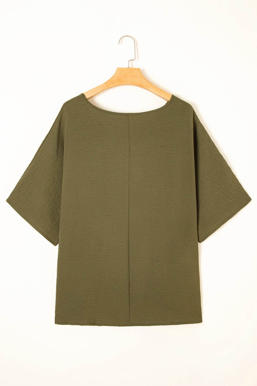 Four Leaf Clover Textured Half Sleeve V Neck Plus Size T Shirt with Chest Pocket - IntuitiveEncBoutique