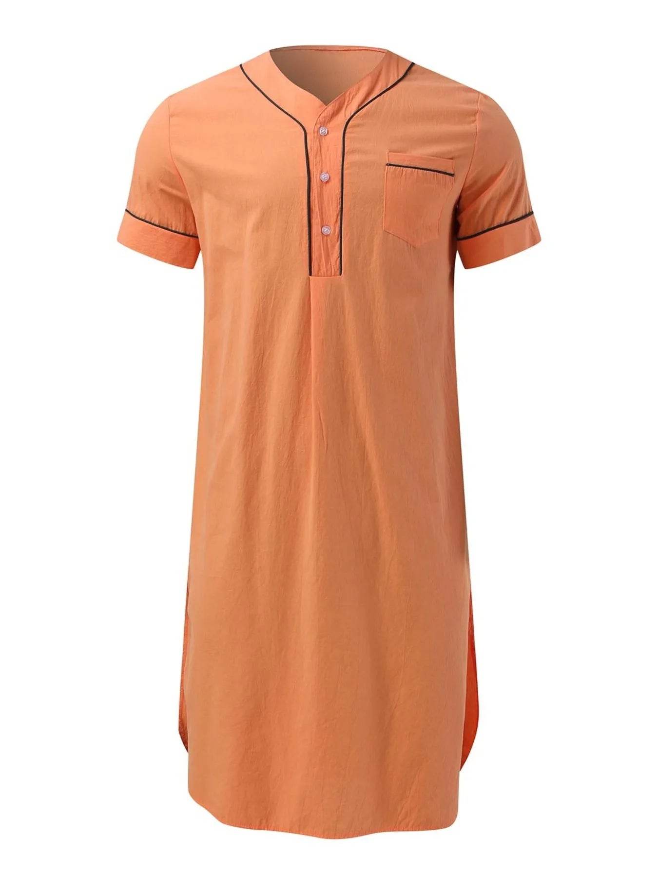 Men's Full Size Button Detail Short Sleeve Lounge Dress Plus Size - IntuitiveEncBoutique