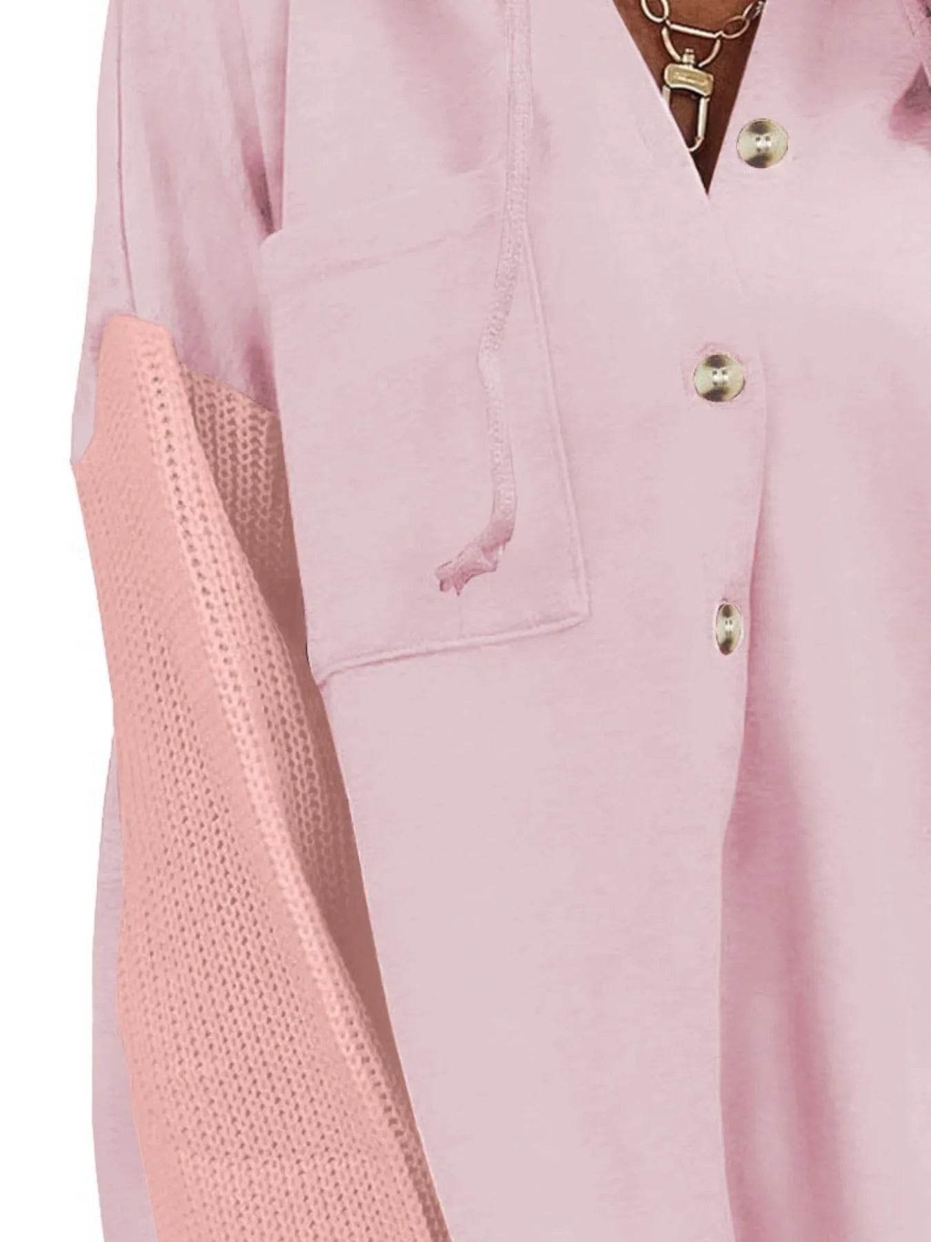 Drawstring Button Front Hoodie - IntuitiveEncBoutique