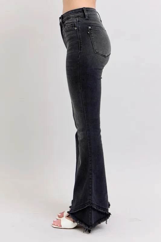 Judy Blue Full Size High Waist Flare W/ Mock Fray Tulip Hem Plus Size - IntuitiveEncBoutique