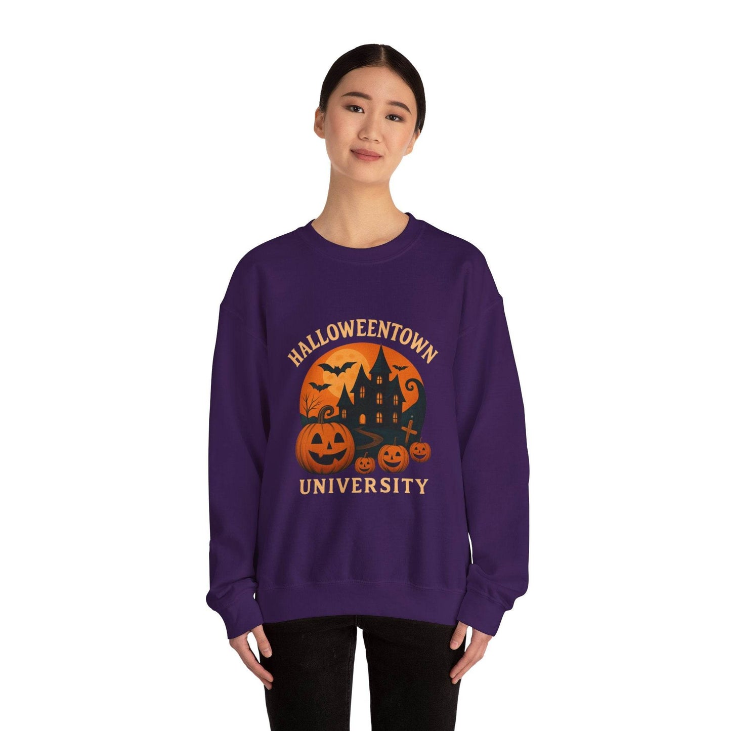 Halloween Town Crewneck Sweatshirt, Cozy Sweatshirt for Fall, Unisex Halloween Apparel, Spooky Season Gift, Halloween University Sweatshirt - IntuitiveEncBoutique