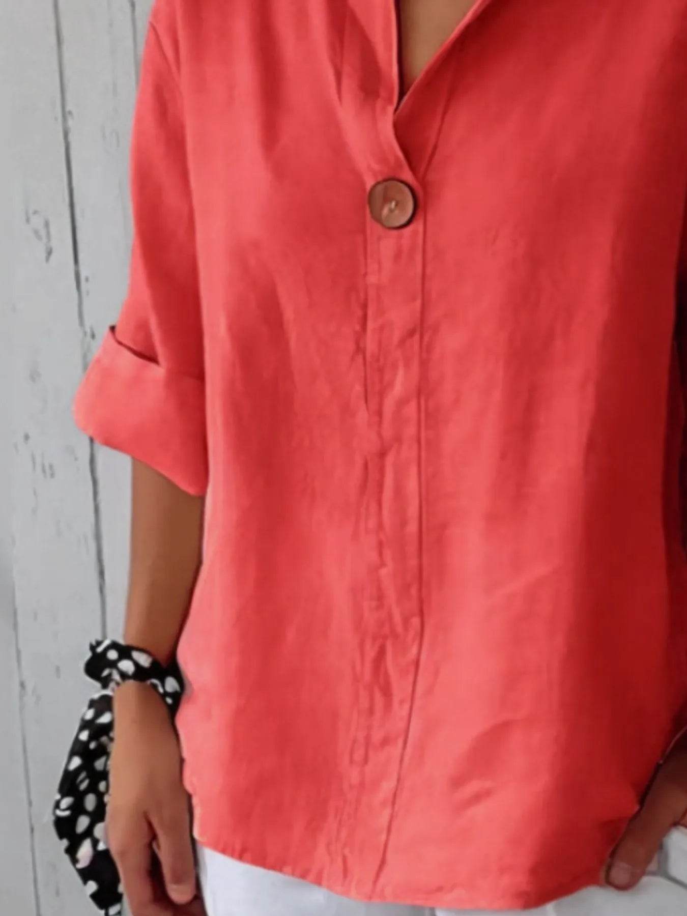 Full Size Casual Notched Drop Shoulder Blouse Plus Size - IntuitiveEncBoutique