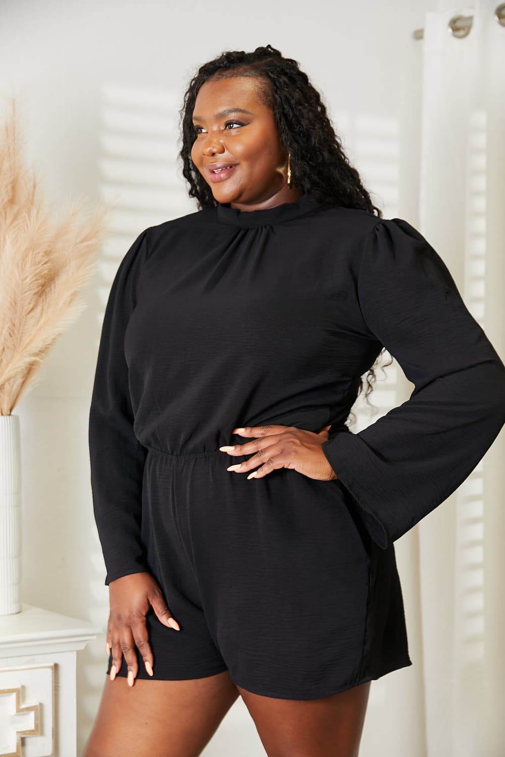 Culture Code Full Size Open Back Romper with Pockets - IntuitiveEncBoutique