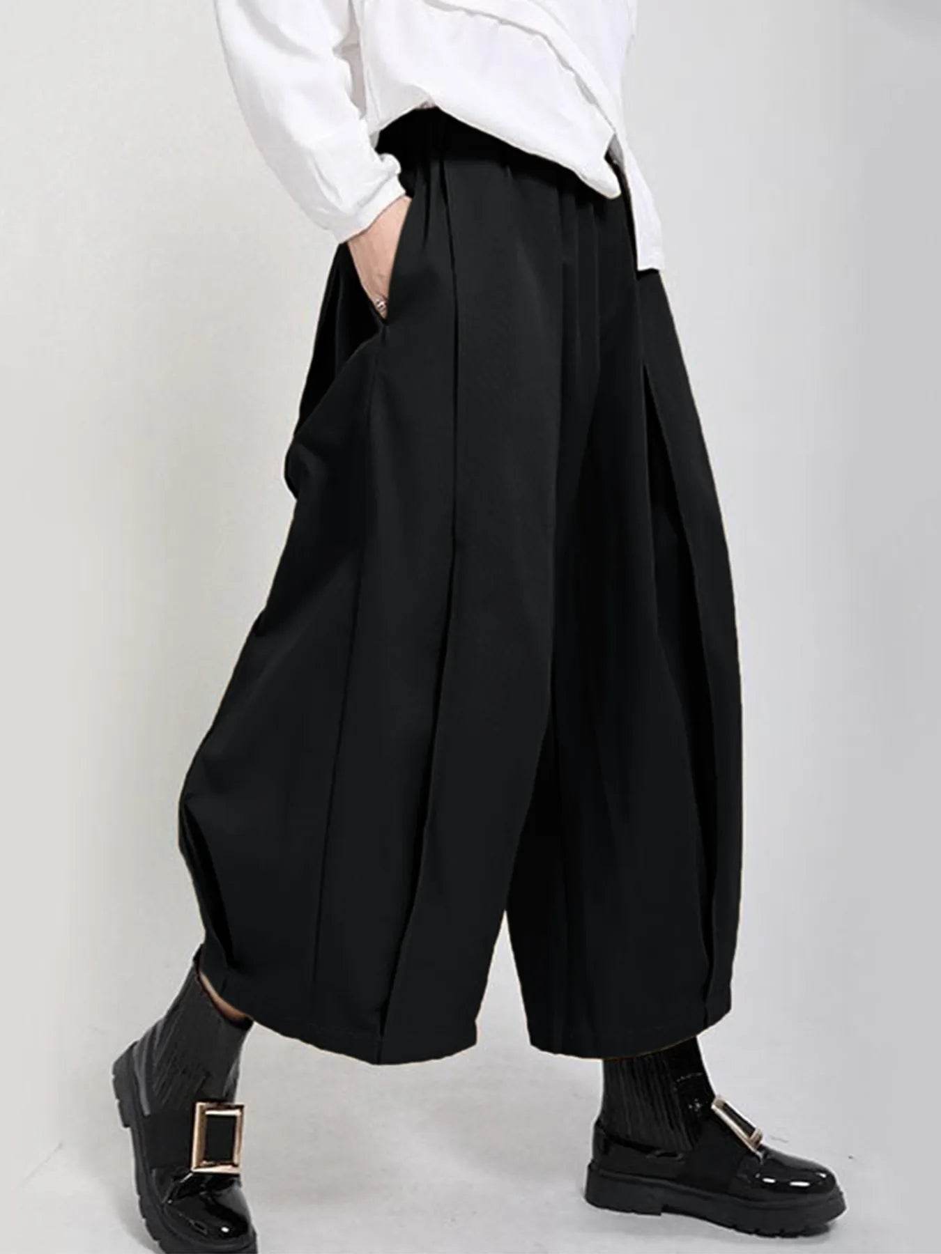Plus Size Wide Leg Pleated Detail Cropped Pants - IntuitiveEncBoutique