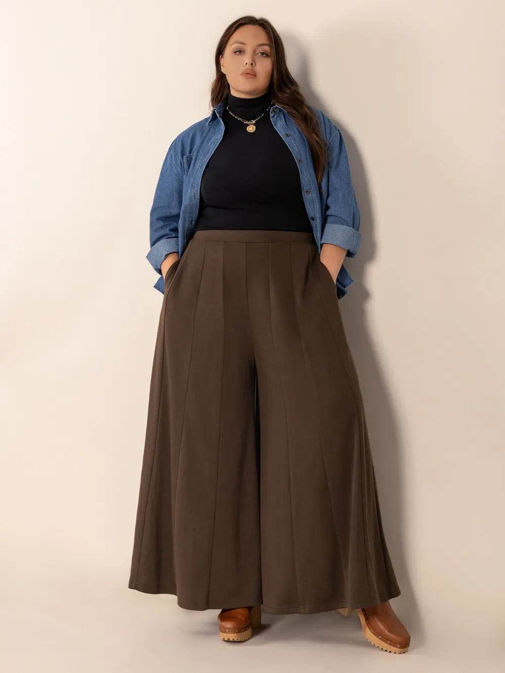 Plus Size Wide Leg Pants with Pockets - IntuitiveEncBoutique