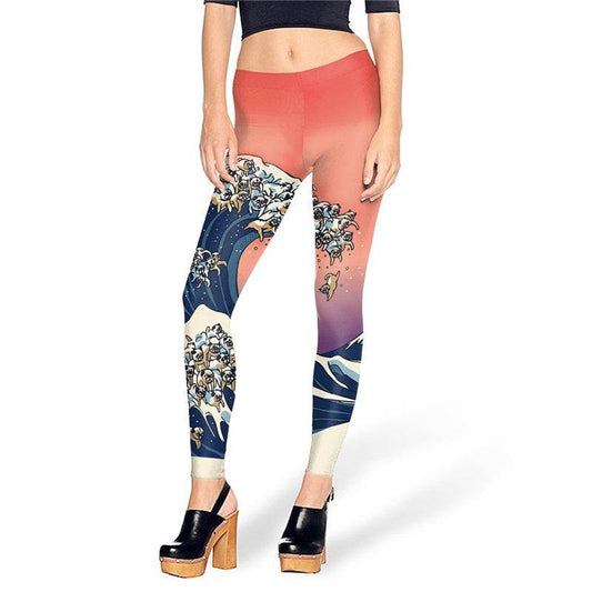 Fashion Summer Creative Legins Printed Women Leggins The Great Wave Of Pug Leggings Sexy Woman Pants - IntuitiveEncBoutique