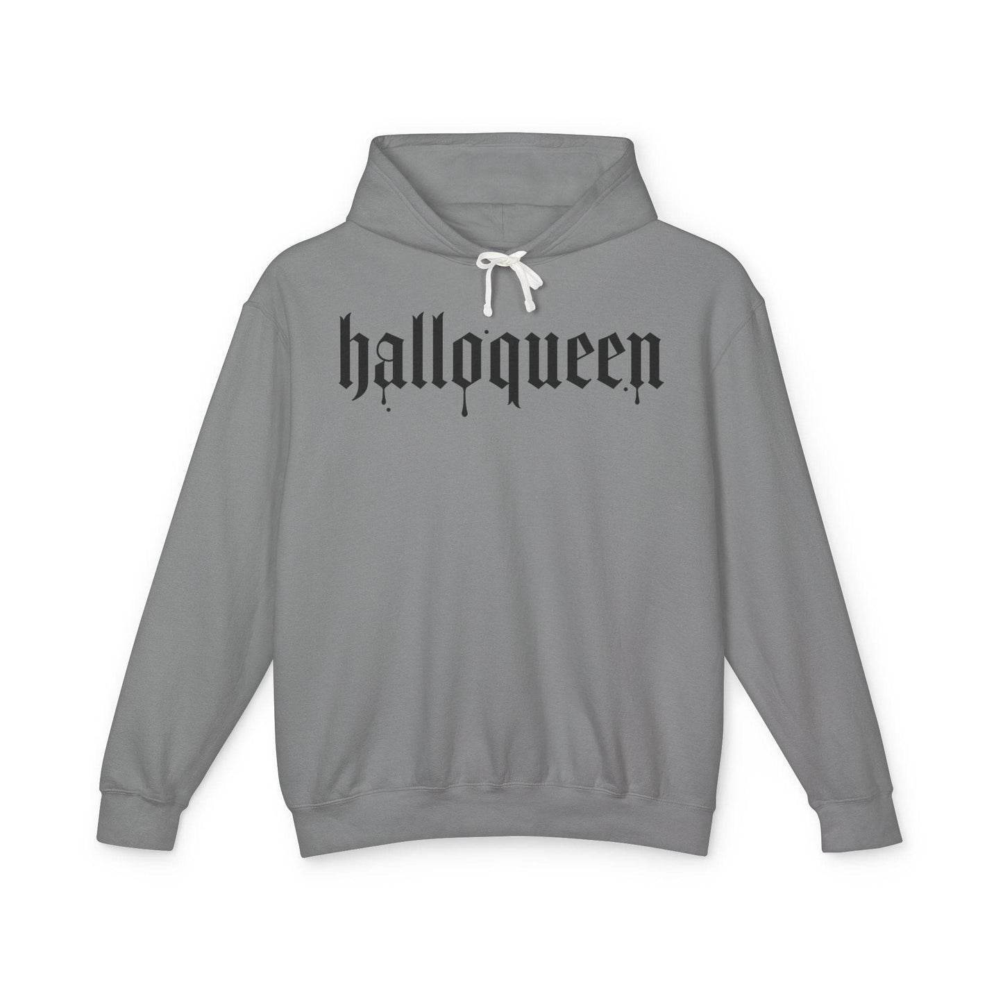Halloween Unisex Lightweight Hoodie, Halloqueen Sweatshirt, Cute Fall Fashion, Cozy Halloween Gift, Spooky Season Apparel - IntuitiveEncBoutique