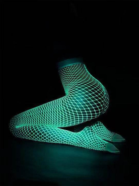 Glow In The Dark Pantyhose Sexy Lingerie With Hollow Mesh Stockings And Fishnet Stockings - IntuitiveEncBoutique