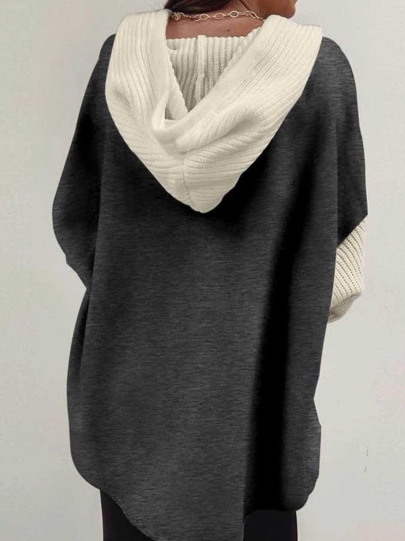 Drawstring Button Front Hoodie - IntuitiveEncBoutique