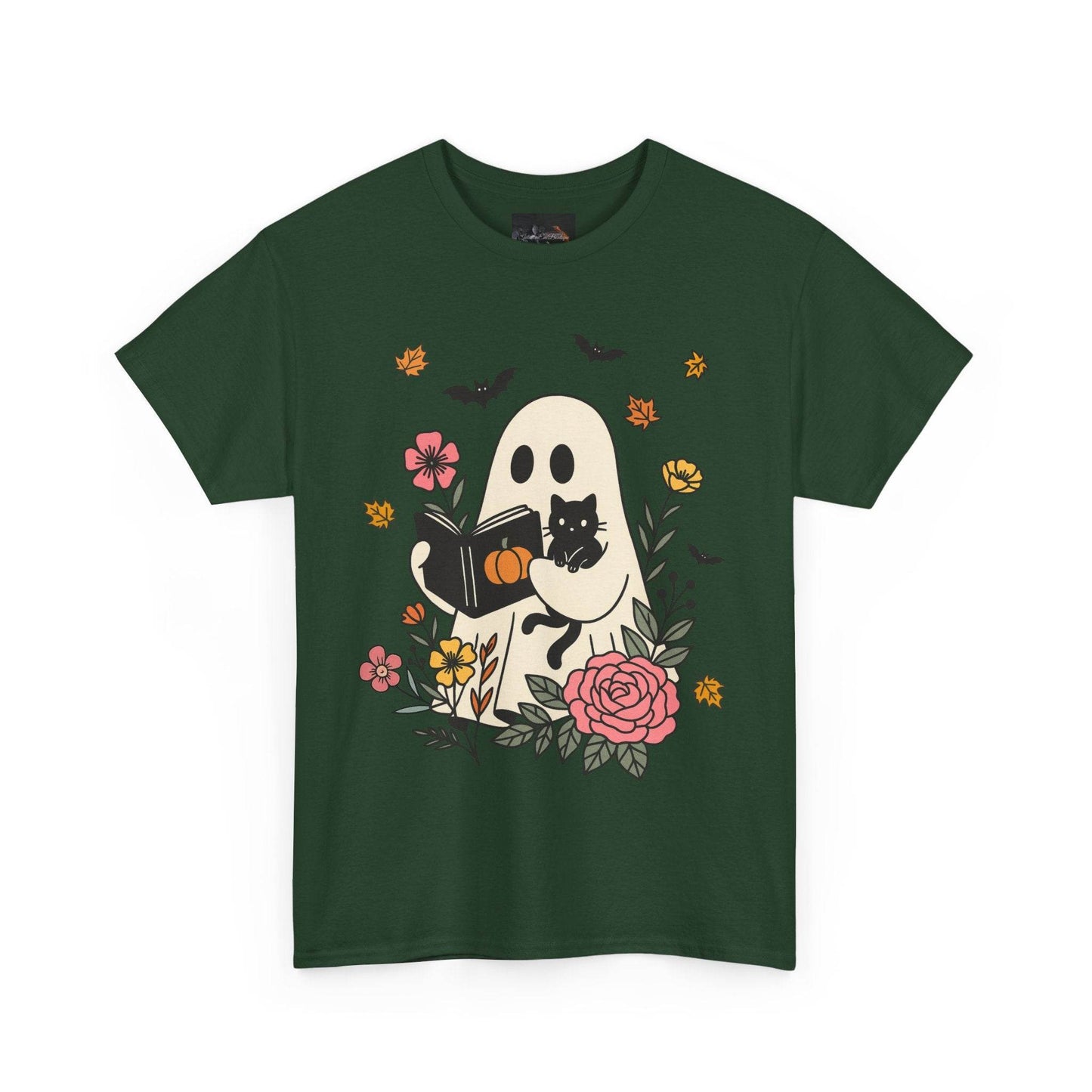 Cute Ghost & Cat Unisex Heavy Cotton Tee - IntuitiveEncBoutique