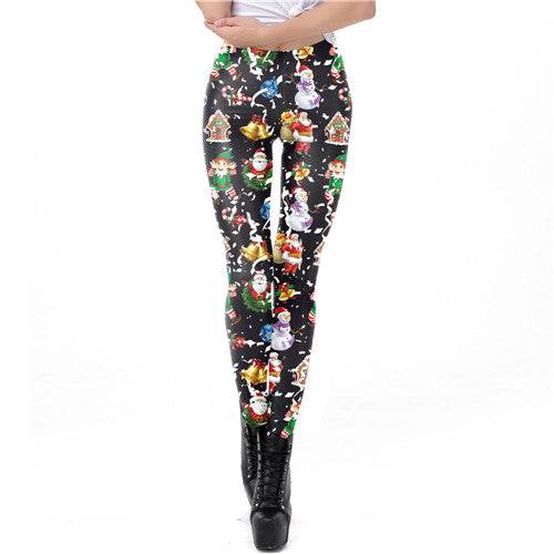 Santa Claus Print Leggings for Women Christmas Gift - IntuitiveEncBoutique